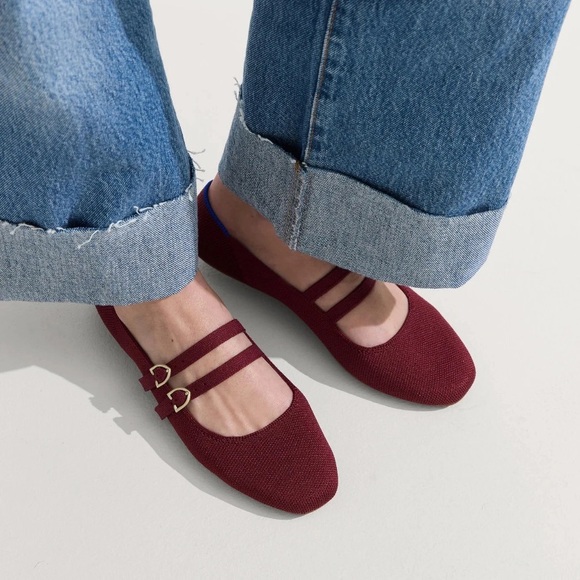 Rothy’s Double Buckle Mary Jane in Cabernet Women’s Size 9 Red Ballet Flats - Picture 1 of 15